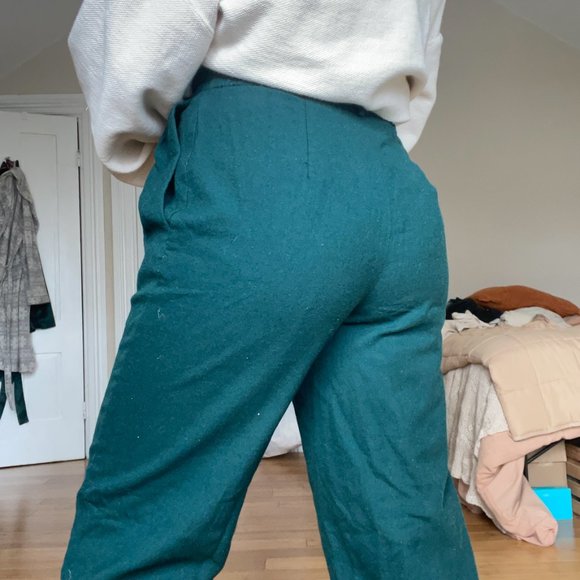 Forest green high waist trousers - size 4 - PLEASE COMMENT BEFORE BUYING - Picture 2 of 3